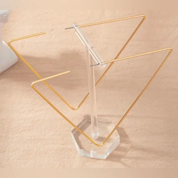 Triangle Goldtone Hoop Earrings NEW NEVER WORN - Picture 1 of 6